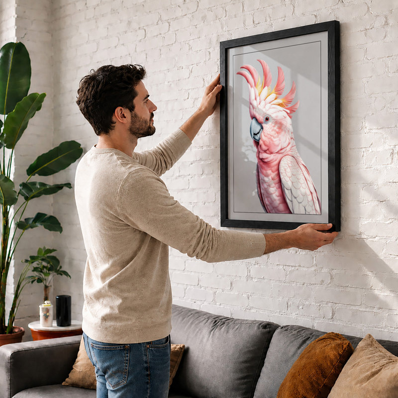 Cockatoo in Profile Boho 1 Piece Single Picture Frame Wall Art, A1 - 84.1 x 59.4 cm, Black