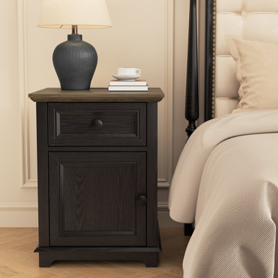 Brittnei 1-Drawer Manufactured Wood Nightstands with Storage and Built-in Outlets