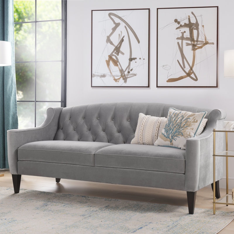 Canapé de 74 po Brinley, Velours gris opale