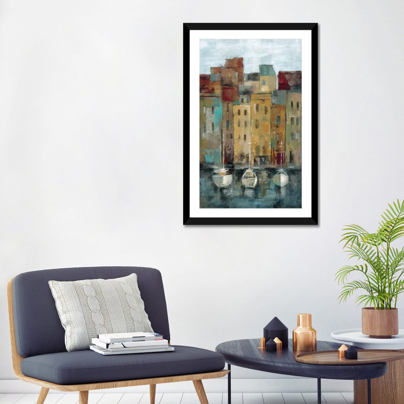 «Old Town Port II» par Silvia Vassileva - reproduction d'art, Blanc, H 32 po x l 24 po x P 1 po, Papier encadré noir