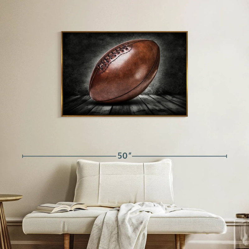 Football rétro grunge, Cadre flottant doré, 37 po x 25 po