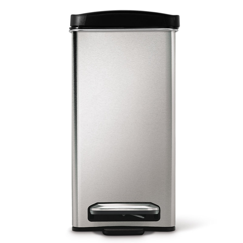 Simplehuman 10L Profile Pedal Bin, Plastic Lid, Brushed Stainless Steel and Black