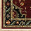 Tapis oriental rouge et noir tissé à la machine avec franges
