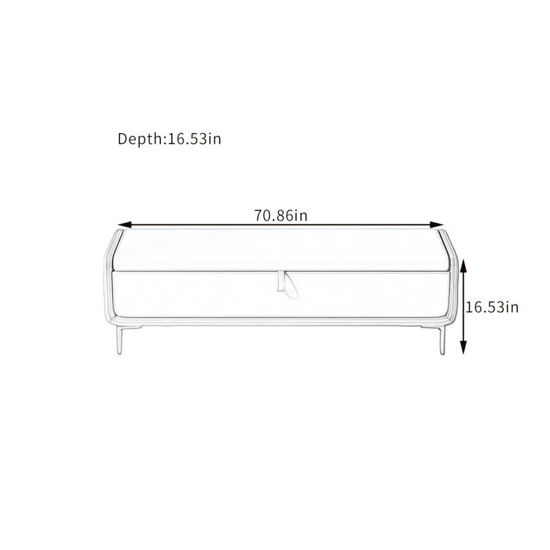 Banc de rangement en similicuir Jaynette, Beige / jaune clair, H 16,53 po x l 70,86 po x P 16,53 po
