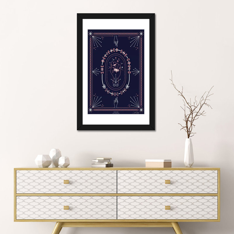 Strickler Blush Denim She Believed, H 24 po x l 16 po x P 1 po, Papier d'art encadré noir