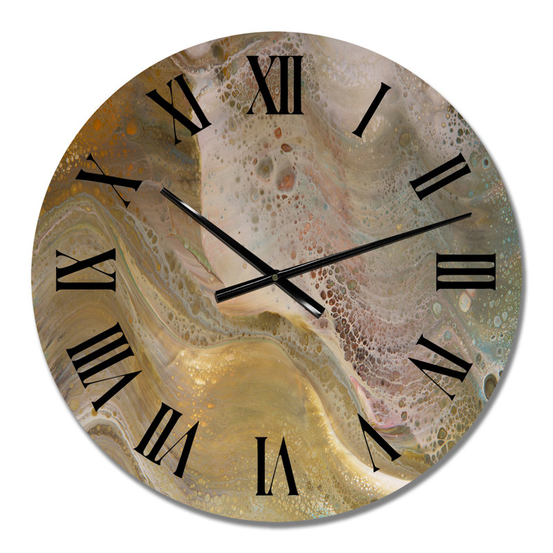 Horloge murale moderne en marbre brun et gris, Moyenne