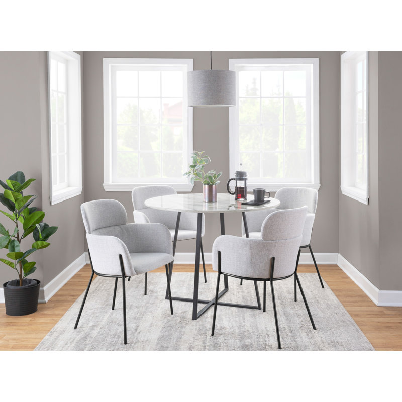 Whitacre Round Faux Marble Dining Table, Black