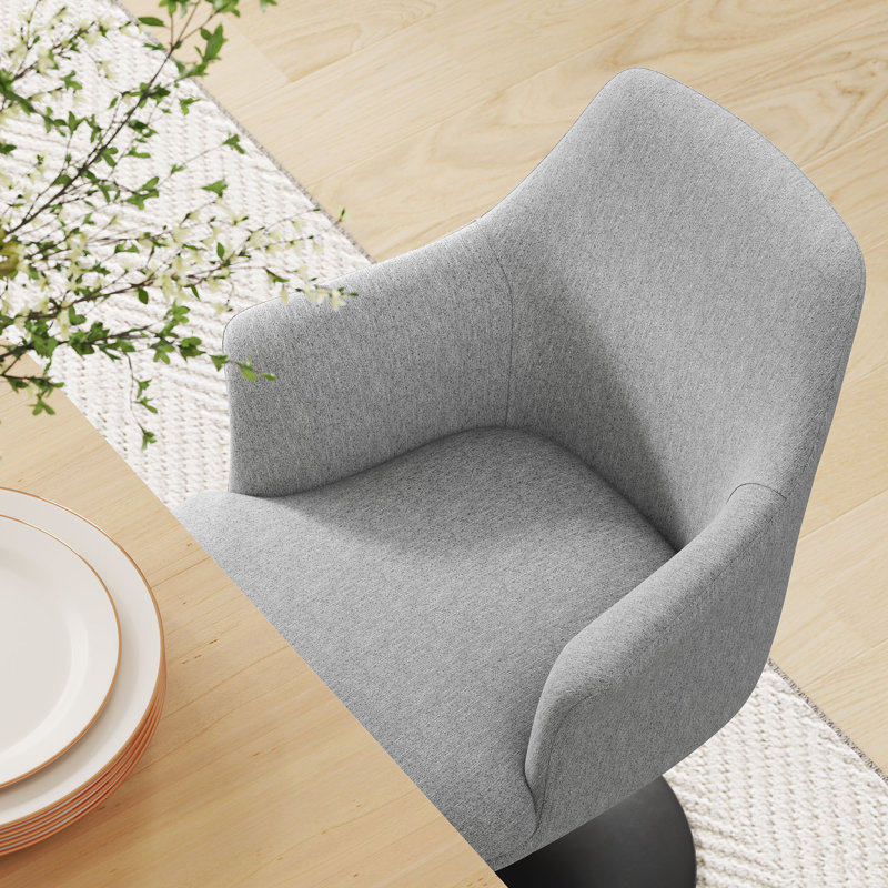 Fauteuil pivotant en velours Lippa Performance, Tissu gris clair, Noir, noir, noir, noir