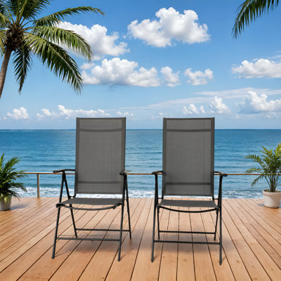 (2-pack) - Breathable Textilene Fabric & Lightweight Aluminum Frame Patio Chairs With 7-position Adjustable Back For Yard,garden,balcony by Latitude Run