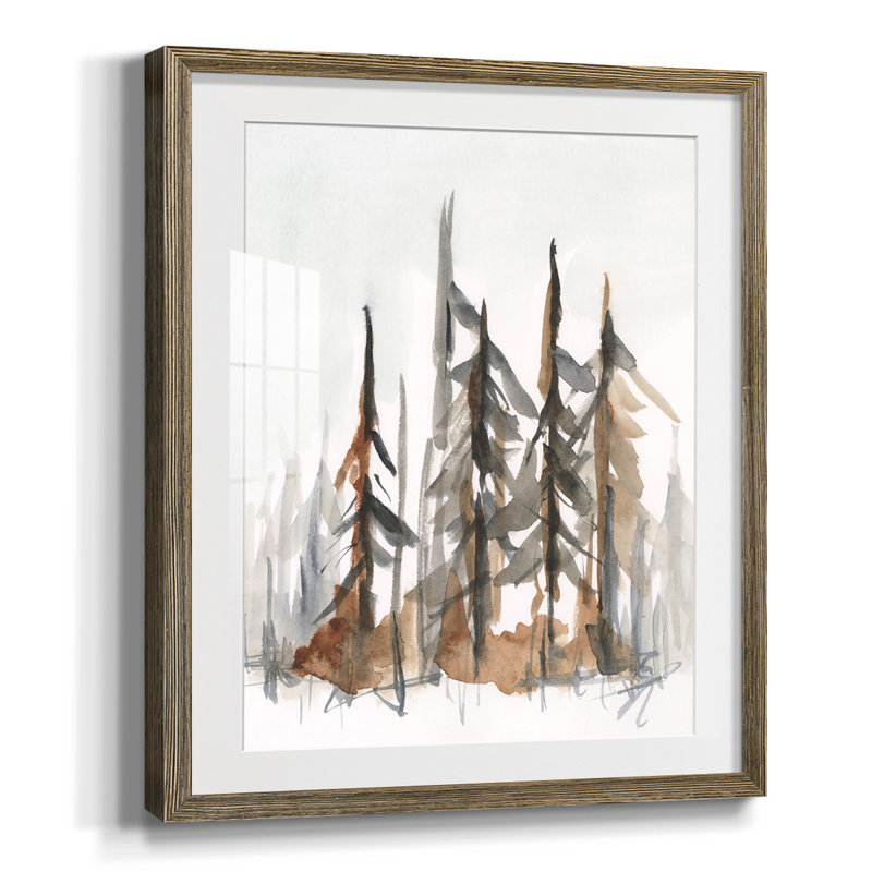 Impression encadrée embelli «Coastal Plain I», Blanc, Papier avec cadre noyer
