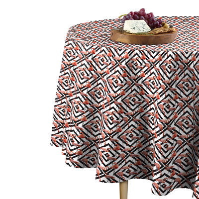 Pencil Flamingos in Diamonds Round Tablecloth