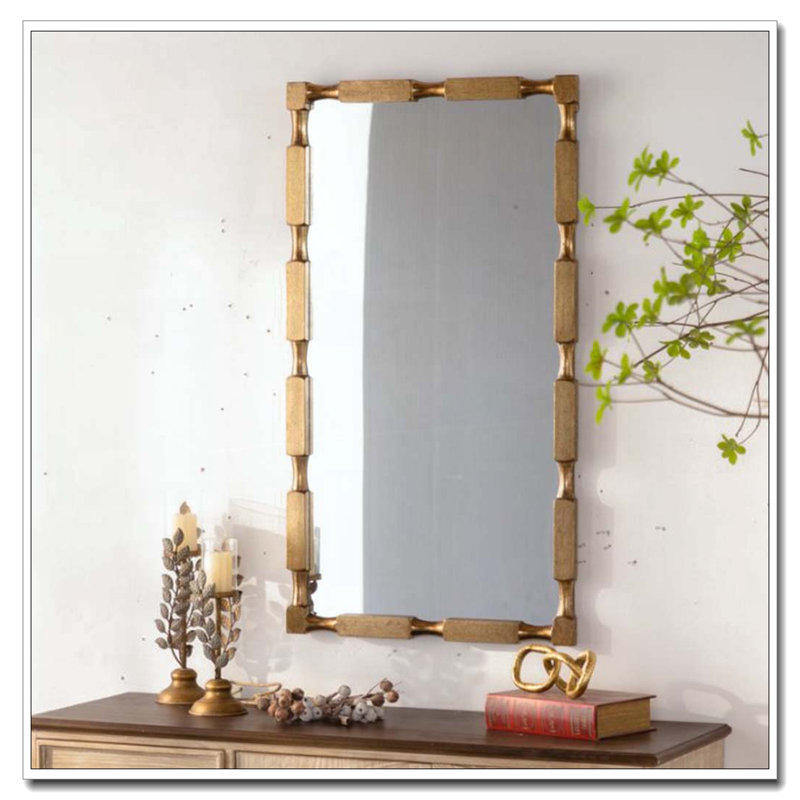 Gold Bamboo-Style Rectangular Wall Mirror