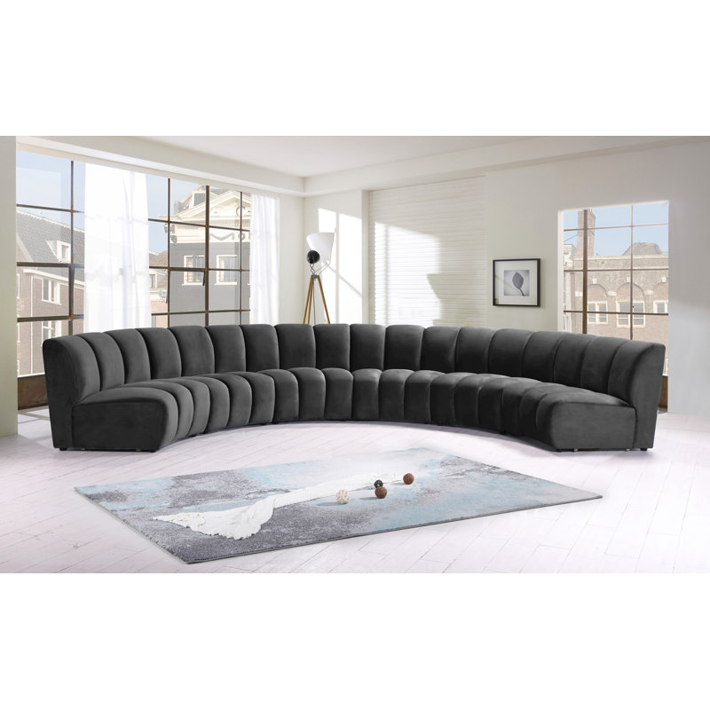 Canapé modulaire en velours Infinity, 6 pièces, Velours gris