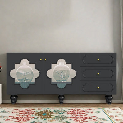 Retro Sideboard with Dual Doors and Three  Drawers