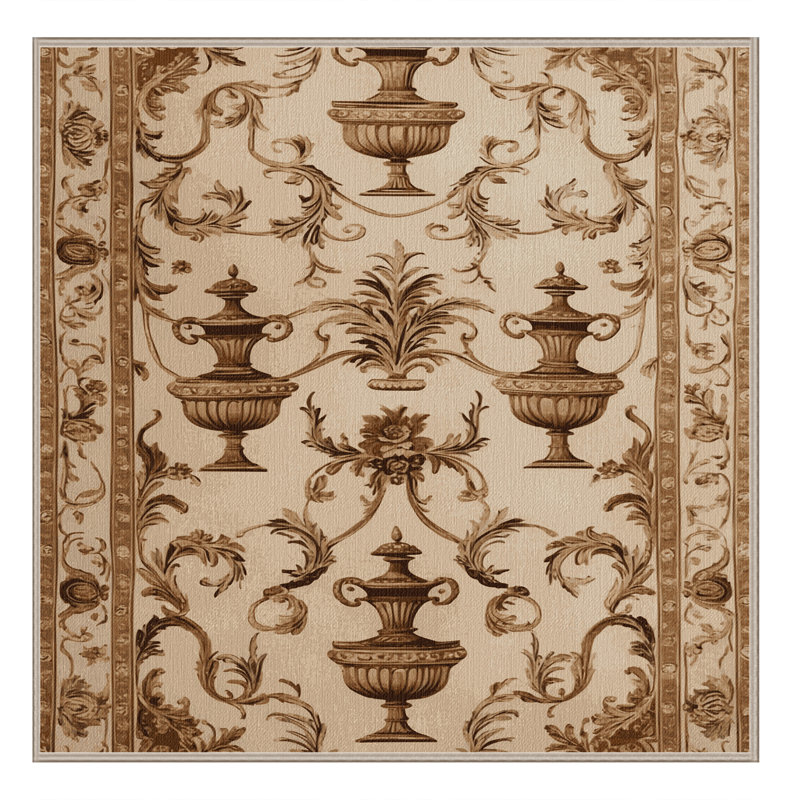 Tapis brun français lavable à la machine, Carré 5 pi