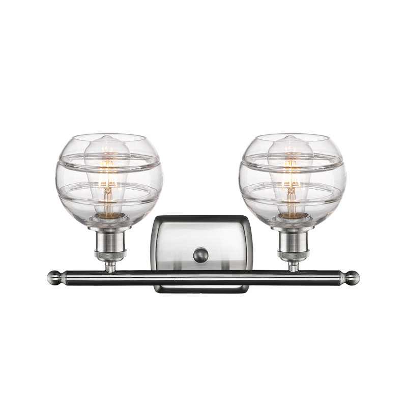 Éclairage pour meuble-lavabo à 2 lumières à intensité variable Natick, Transparent, Nickel satiné brossé