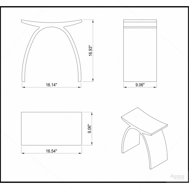 16.5 inch freestanding solid surface arched bathroom stool
