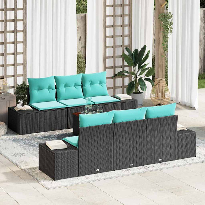  Ensemble de canapé de jardin 7 pièces noir et turquoise