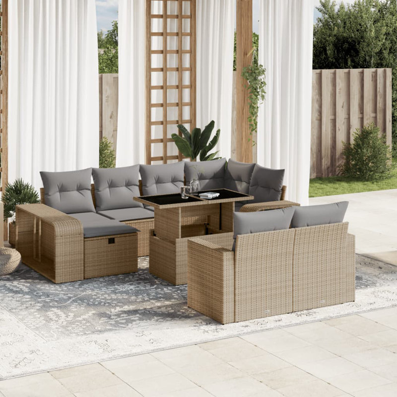  Garden Sofa Set Beige, Light Grey