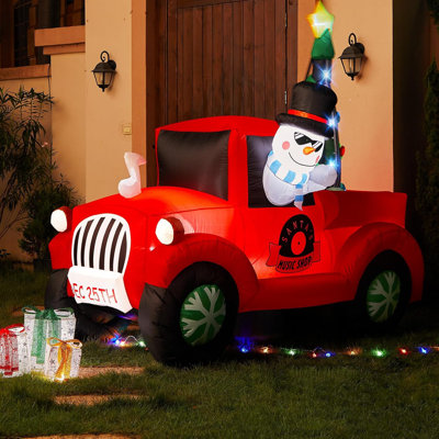 8 X 6 Ft Christmas Inflatable Pickup Truck & Tree, Outdoor Lawn Yard Christmas Inflatable Car Decorations, Xmas Lighted Blow Up Indoor Decoration, Christmas Inflatable Decor Indoor Outdoor Lawn Yard