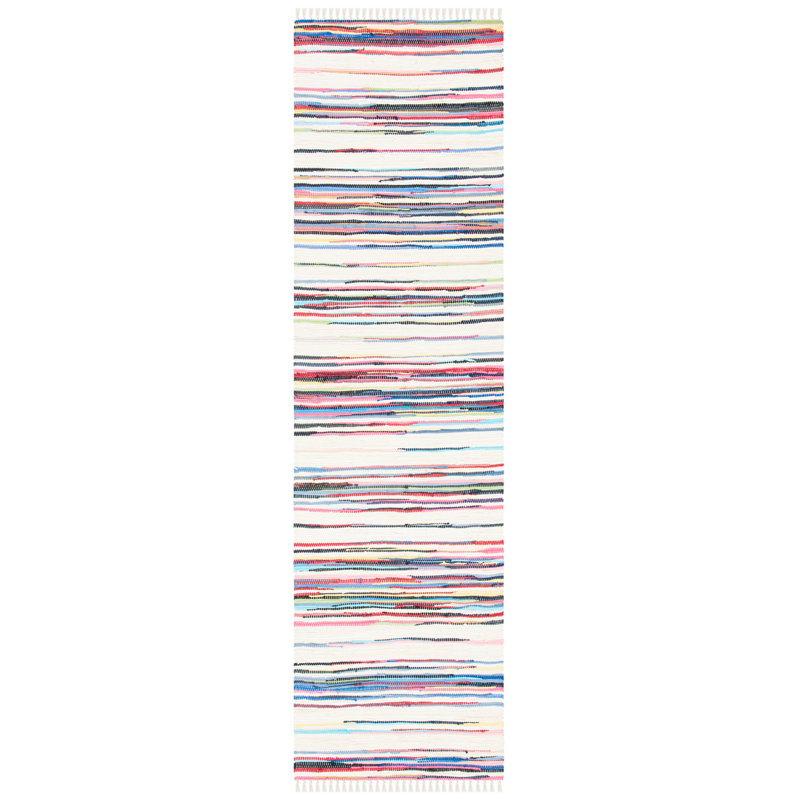 Tapis en coton tissé à la main Burks, Tapis de couloir 2 pi 3 po x 7 pi