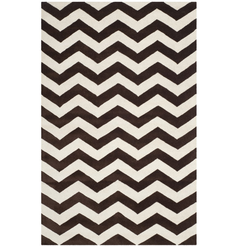 Teresita Hand Tufted Wool Chevron Rug, Rectangle 6' x 9'