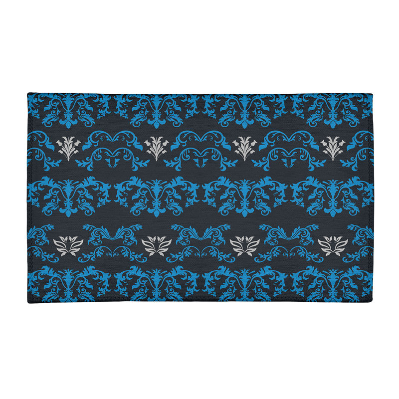 Tapis damassé noir / bleu, Rectangle 2 pi x 3 pi