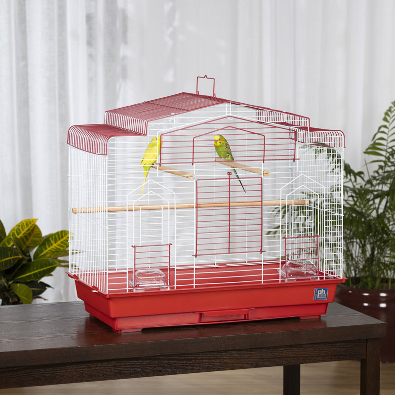 Cage à oiseaux de style victorien avec perchoir de table 23,5 "Cassius, rouge
