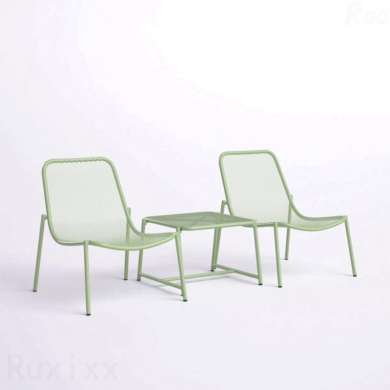 Ensemble de mobilier d'extérieur 3 pièces, Vert mat