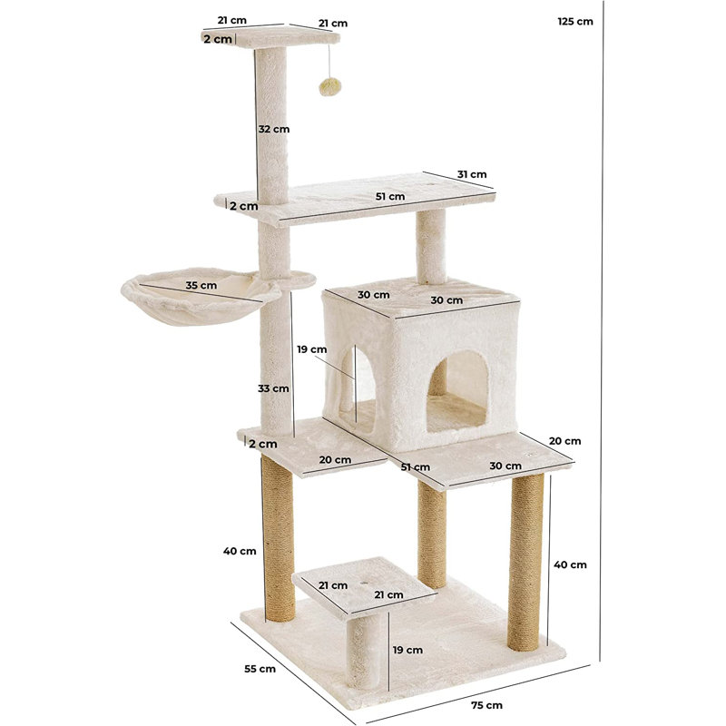 Dearth 125cm H Cat Tree, White
