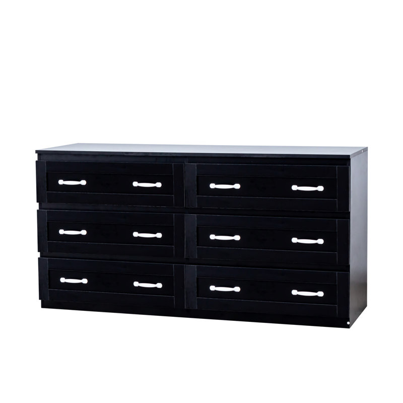 Commode moderne en bois avec 6 tiroirs - noir pour le rangement dans le salon, Noir