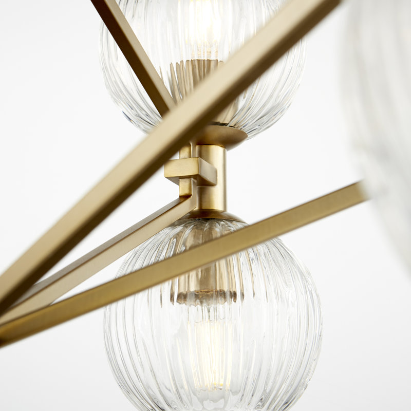 Helios 12 - Light Modern Linear Chandelier, Aged Brass