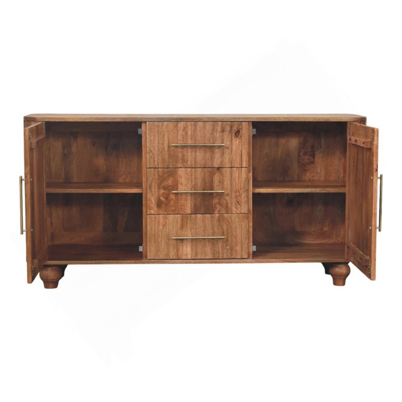 Buffet en bois Montara, beige, 2 portes, 3 tiroirs