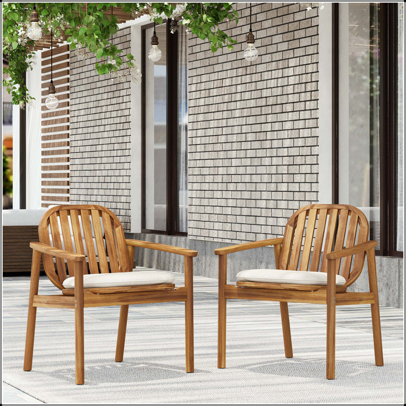 Chaise de salle à manger en bois d'acacia avec coussin Meja (ensemble de 2)