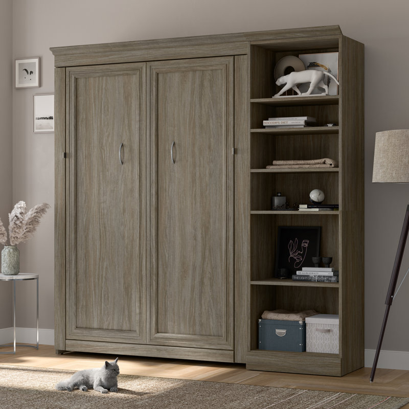 Lit escamotable avec rangement bas Alvaretta, Noyer gris