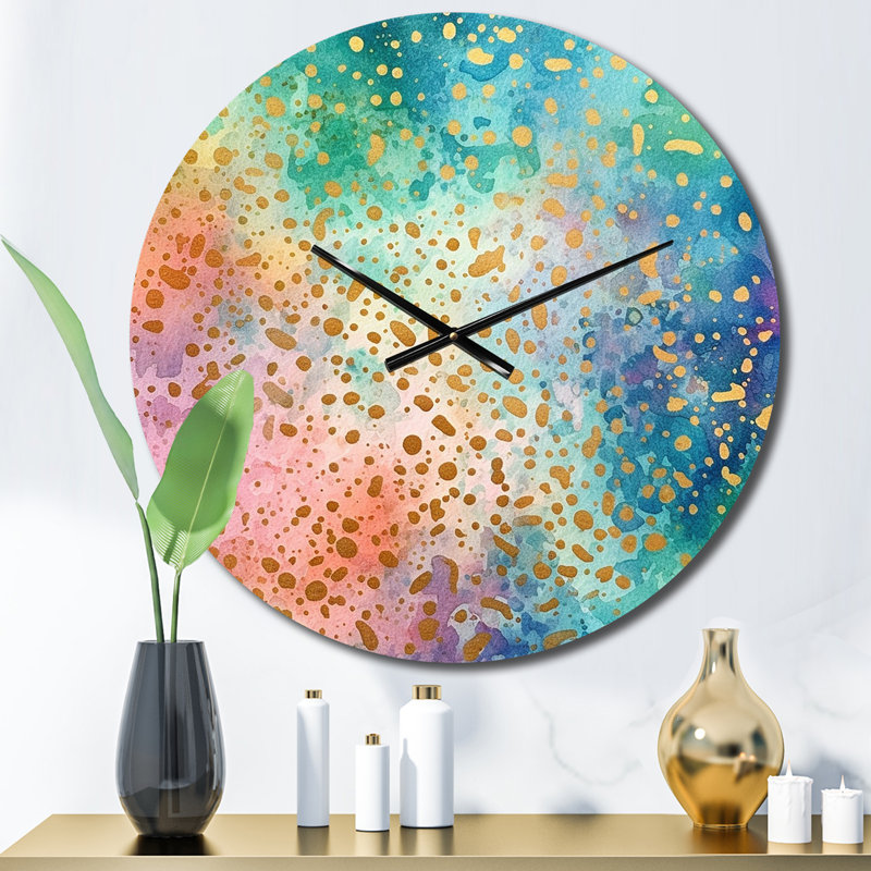 Horloge murale géométrique moderne Green Gold, Petit