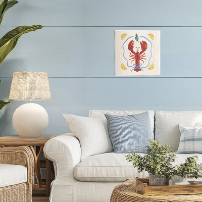 «Lobster & Ribbon Illustration», plaque murale par Krissy Mast
