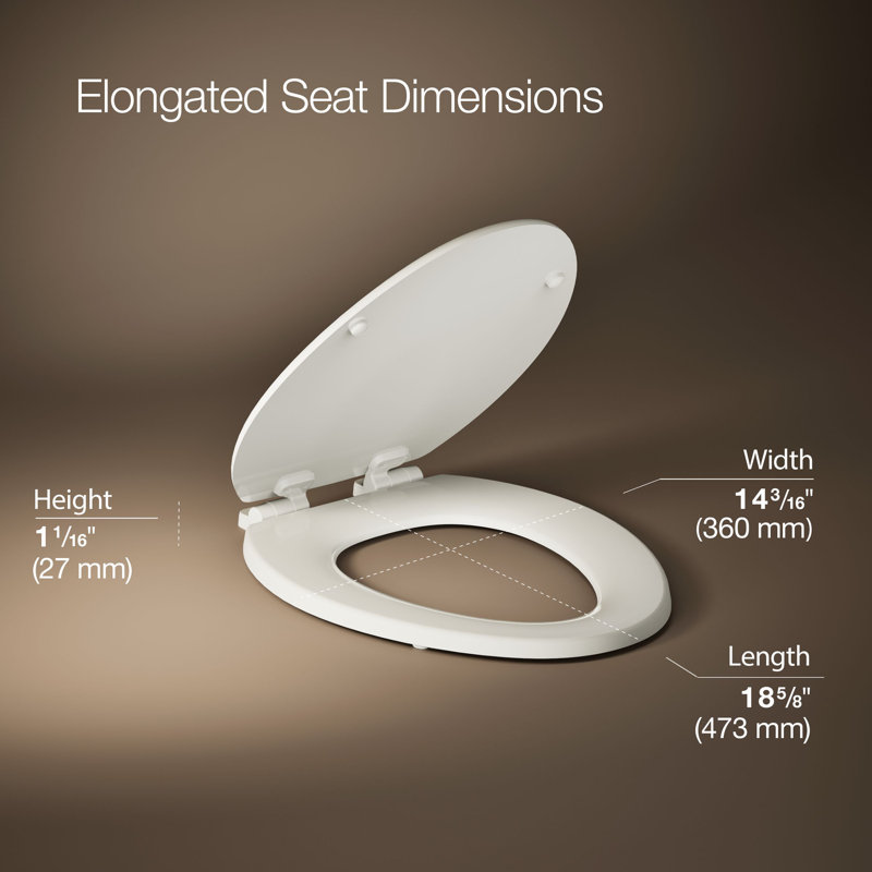 Stonewood Quiet-Close Compression-Molded Wood Toilet Seat, Biscuit, Elongated