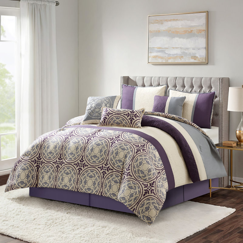 Camila Comforter Set, Queen Comforter + 6 Additional Pieces, Purple