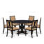 L'ensemble de table de salle à manger 7 pièces se compose d'une table ronde en bois et de 6 chaises en polyester gris foncé avec dossier haut, finition noire sablée.-1290397617-1290397622-1290397623