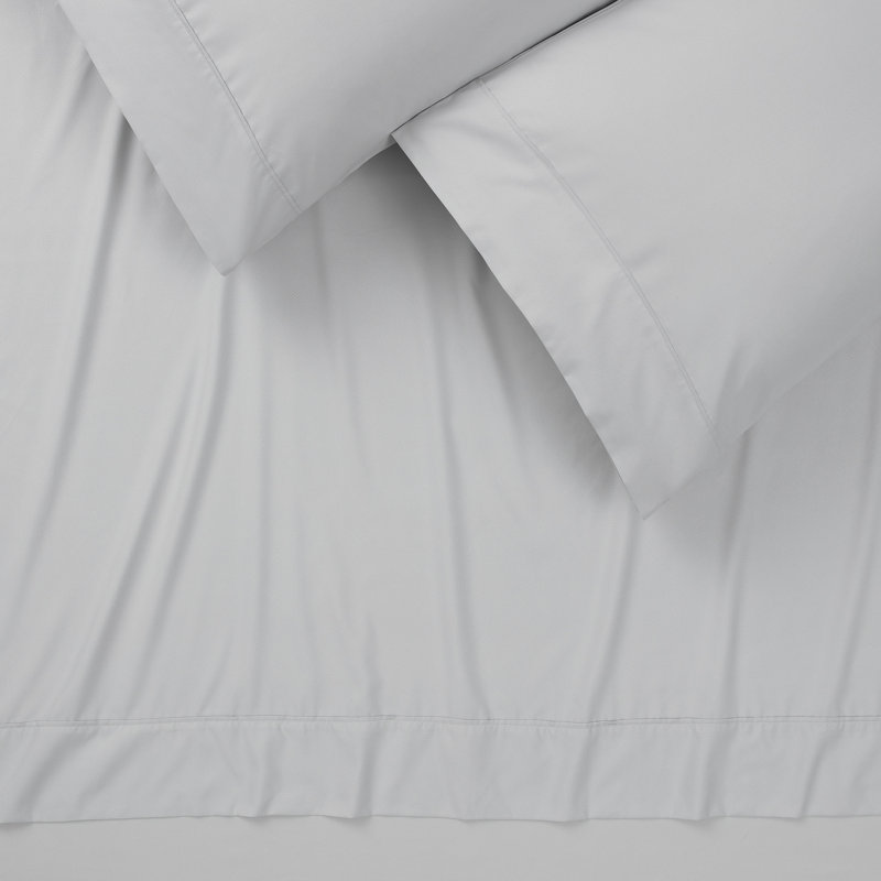 Microfiber Percale Sheet Set, Gray, King Sheet Set with 2 Pillowcases