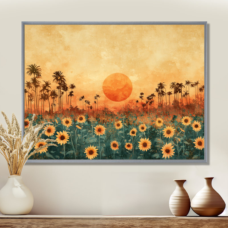 Dovid - Floral Wall Art, Argent argent, Impression encadrée flottante, H 16 po x l 32 po