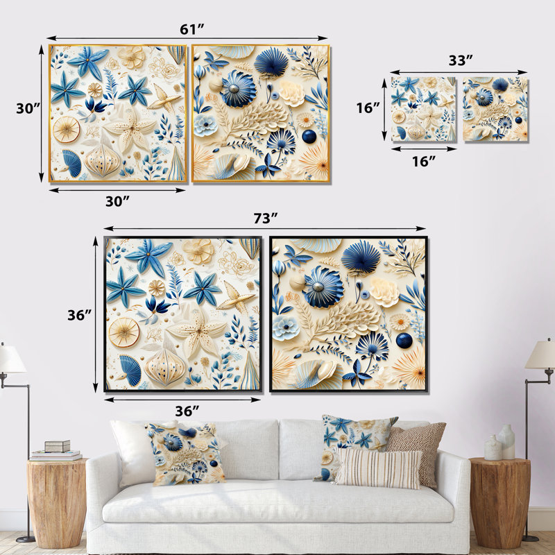 Auserine - ensemble de 2 reproductions d'art sur toile florales, Toile tendue, H 36 po x l 73 po x P 1,5 po