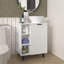Meuble-lavabo blanc, une porte et 8 tablettes, look épuré, supporté par une porte à pieds stables, huit unités, esthétique, quatre solides-791443294