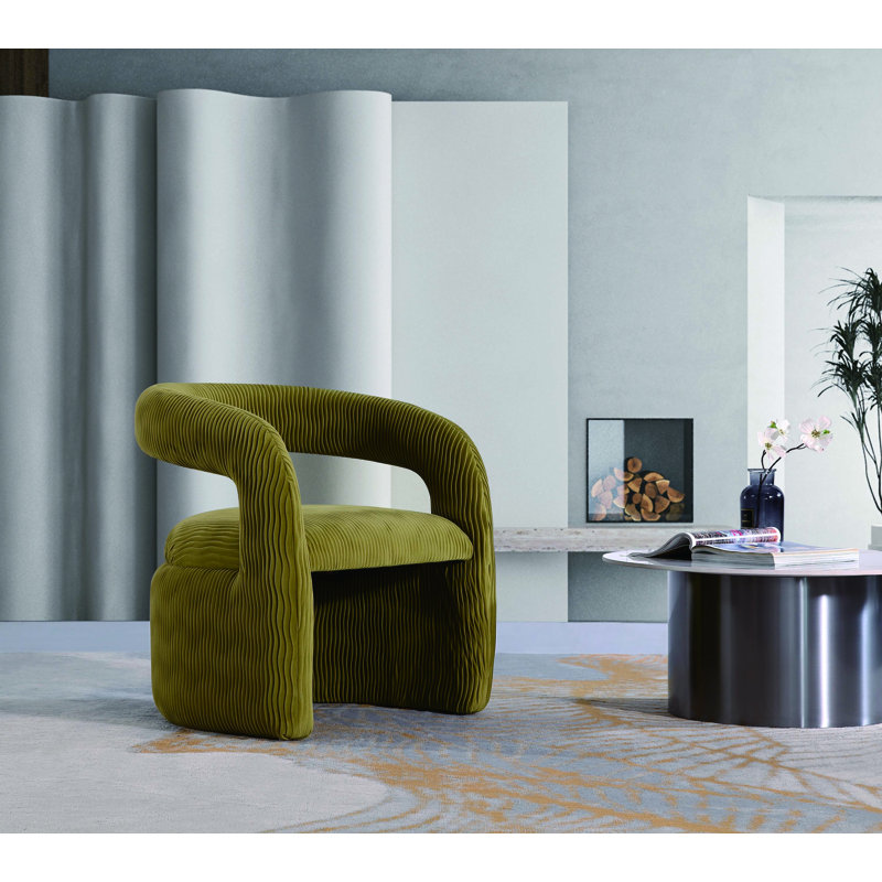 Fauteuil d'appoint Corvette Mid-Century, Velours vert olive