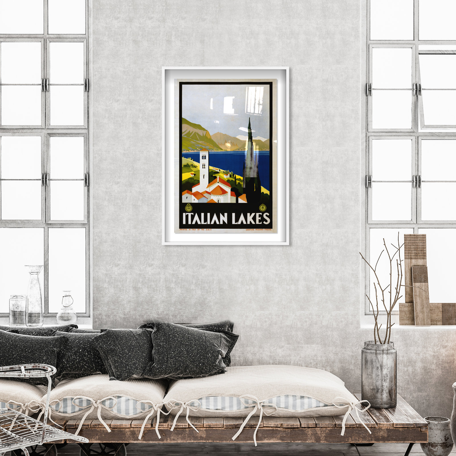 Italy, White Framed, 46" H x 31" W x 2" D