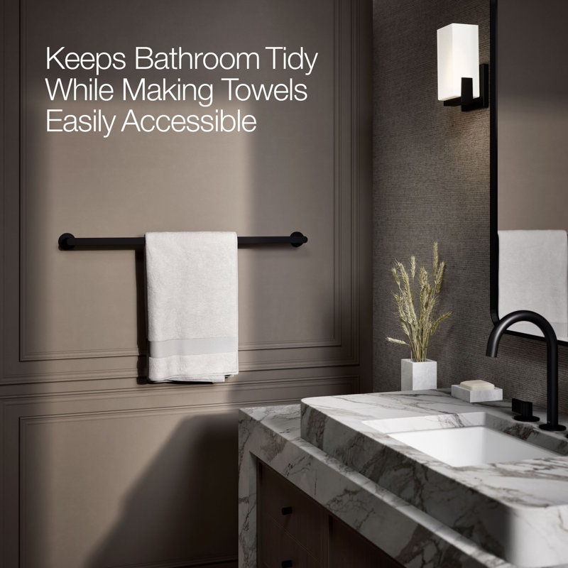 18" Wall Mounted Towel Bar, 30"W, Matte Black