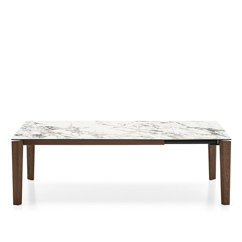 Dogma Extendable Tables, White Marble, Matt Black