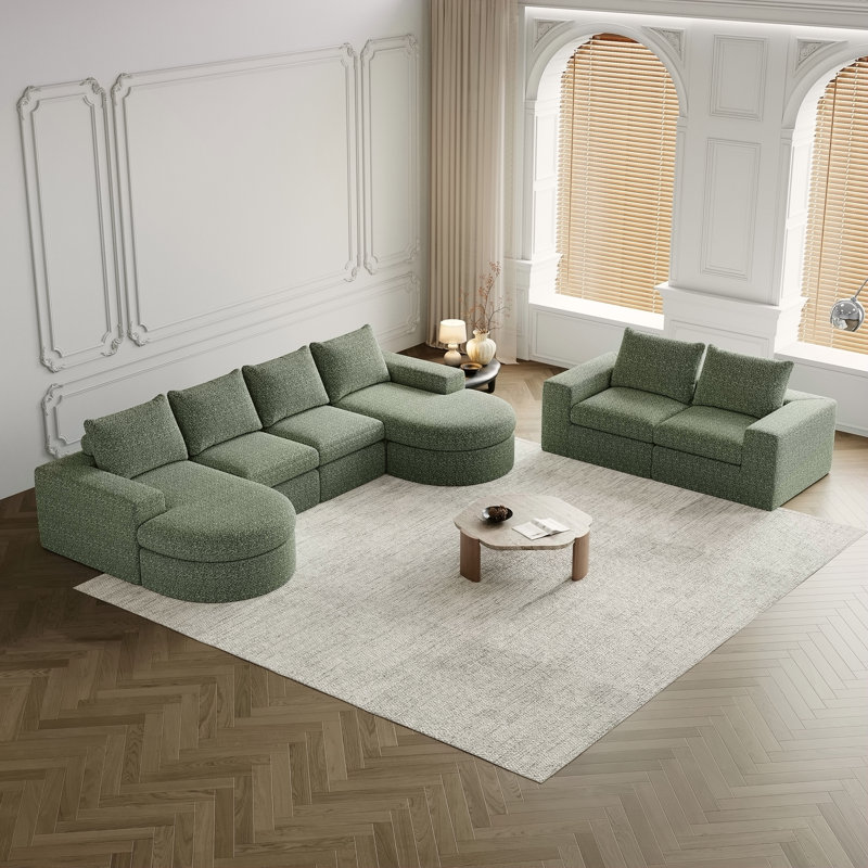 Canapé modulaire Chenille Cloud, Vert