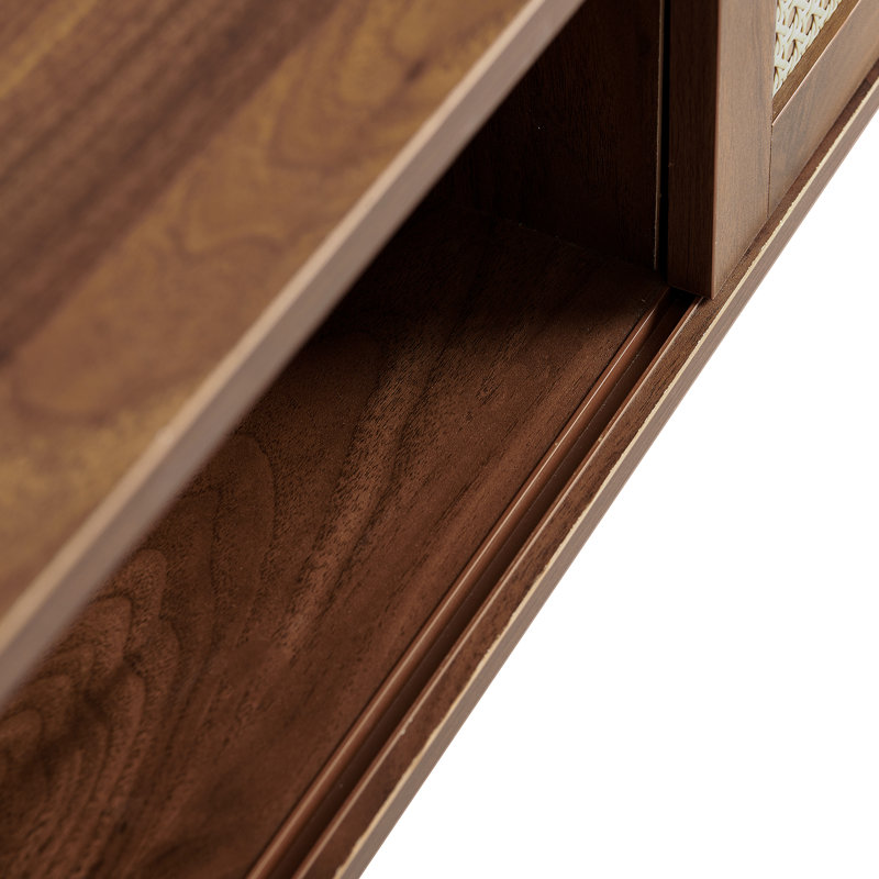 Table basse avec rangement en rotin Alessandria, Noyer